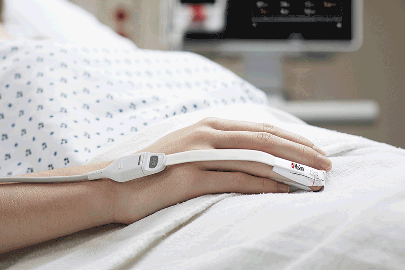 Masimo sensor applied to patient